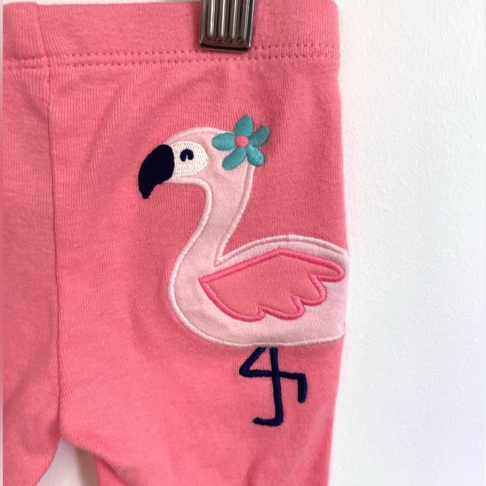 10/$25💥Flamingo Bum Leggings / Baby Girl Tights, Coral Pink, Scalloped Trim